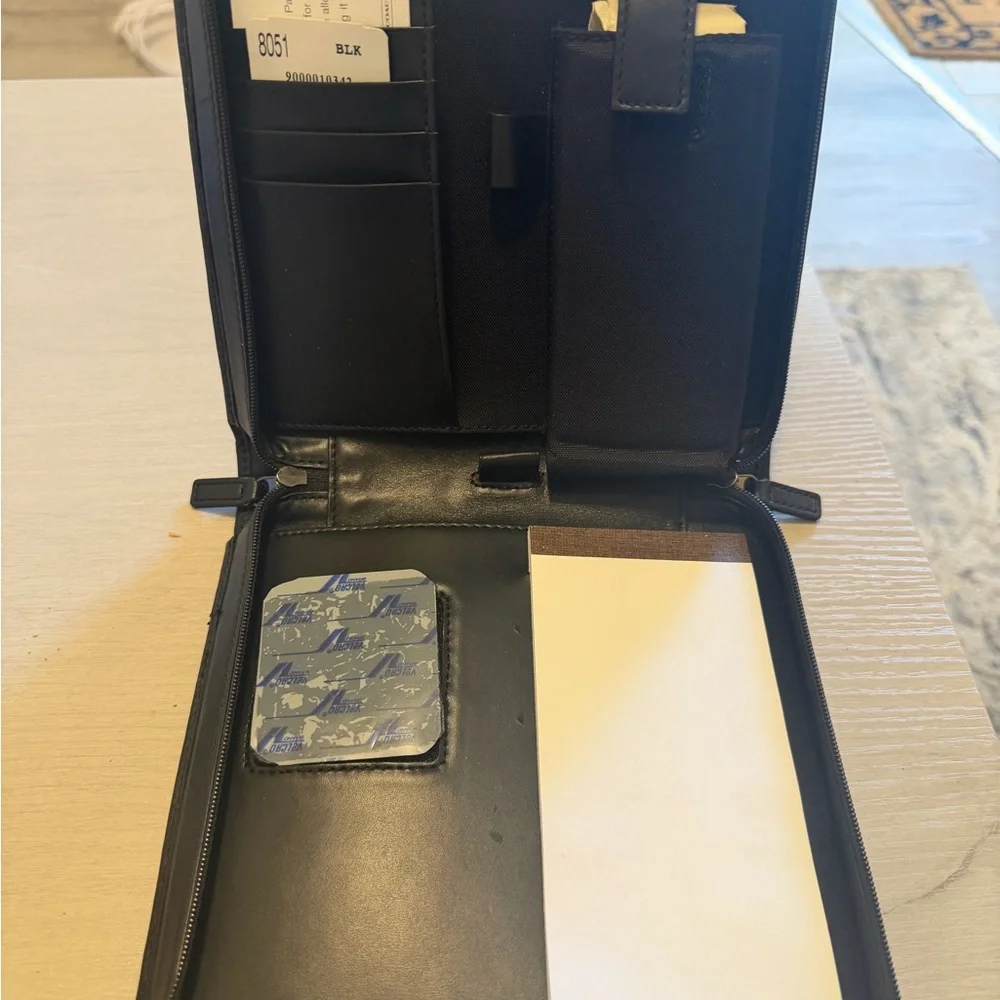 Classic Black Leather Business Portfolio with Organizer